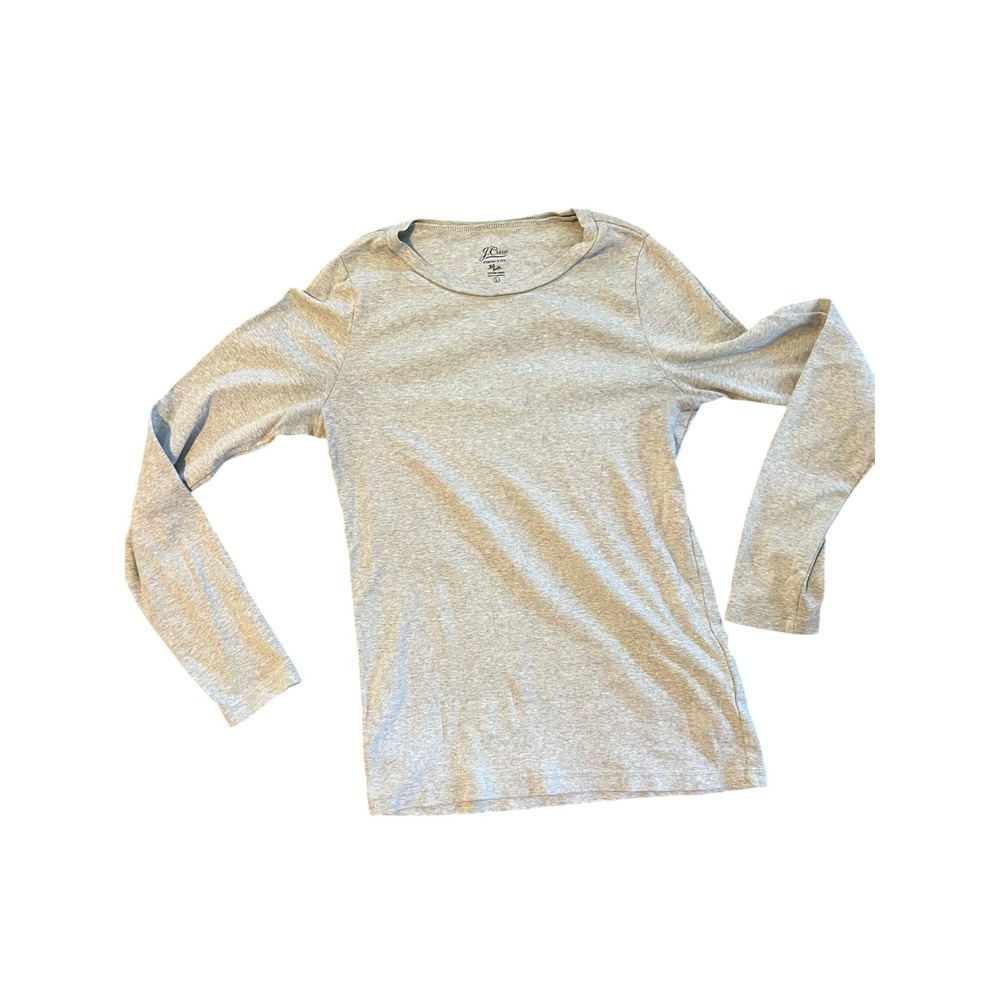 J. Crew Perfect Fit Long Sleeve T-Shirt Women's Gray Cotton V-Neck Size L